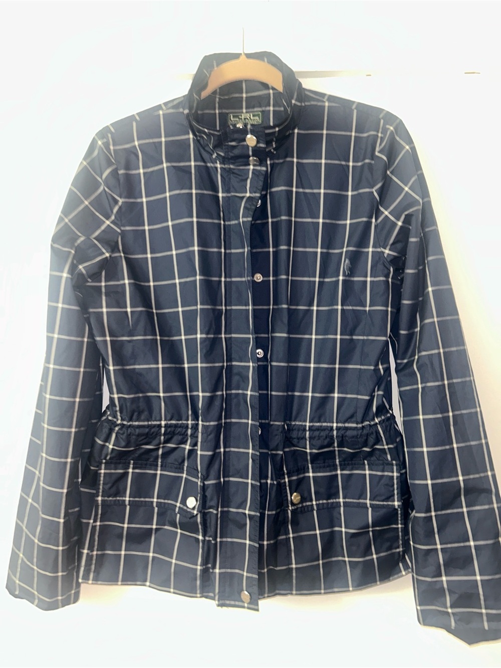 Lauren Ralph Lauren Navy Windowpane Quilted Jacket